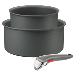 Tefal Ingenio Halo, 16/20 cm, 3 priekšmeti, pelēka - Katlu komplekts + rokturis L8019453