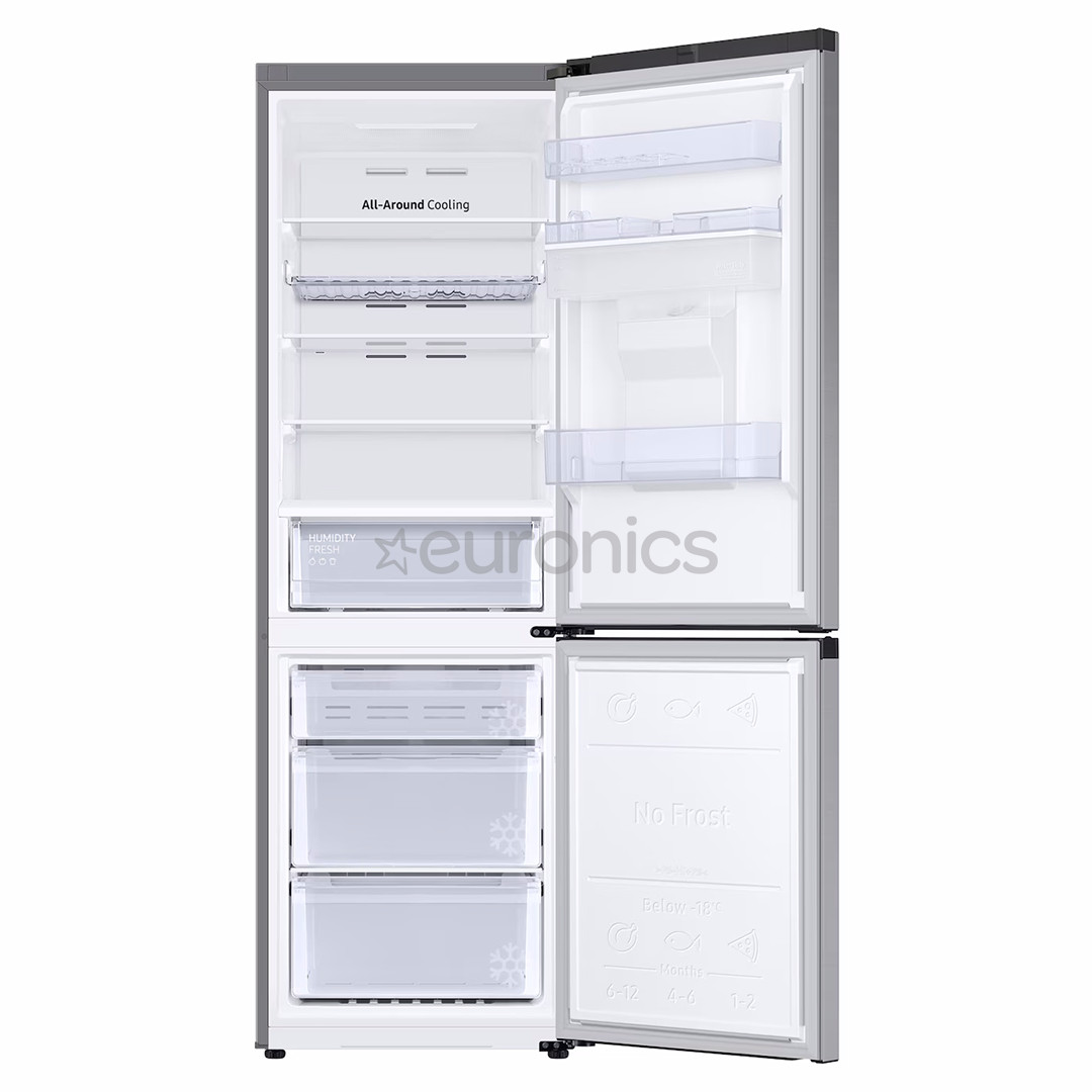 Samsung SmartThings AI Energy, No Frost, 341 L, augstums 186 cm, sudraba - Ledusskapis