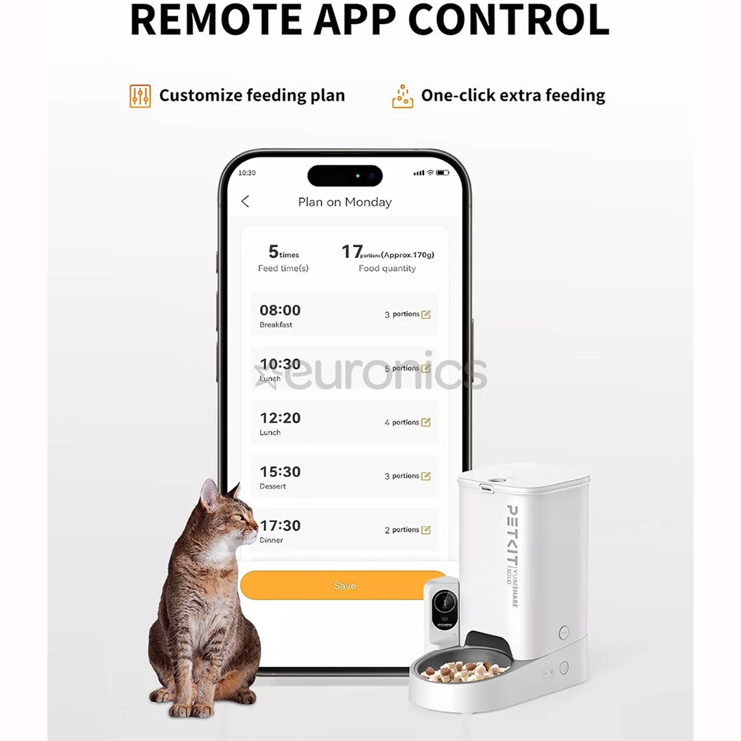 Petkit YumShare Solo, balta - Automātiskā mājdzīvnieku barotava ar kameru