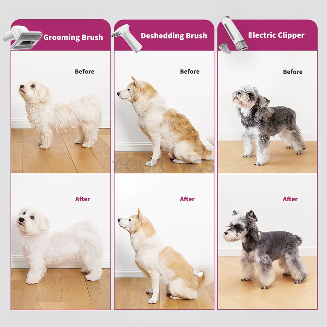 Petkit FurWaker 5 в 1 (AirClipper), функция вакуума, белый/серый - Набор для ухода за домашними животными