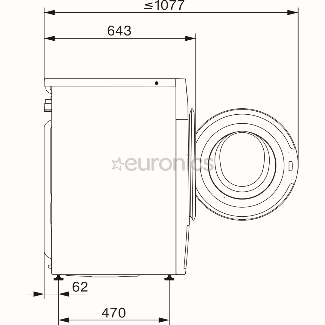 Miele W1 Selection Active, 8 kg, depth 64.3 cm, 1400 rpm - Front load washing machine