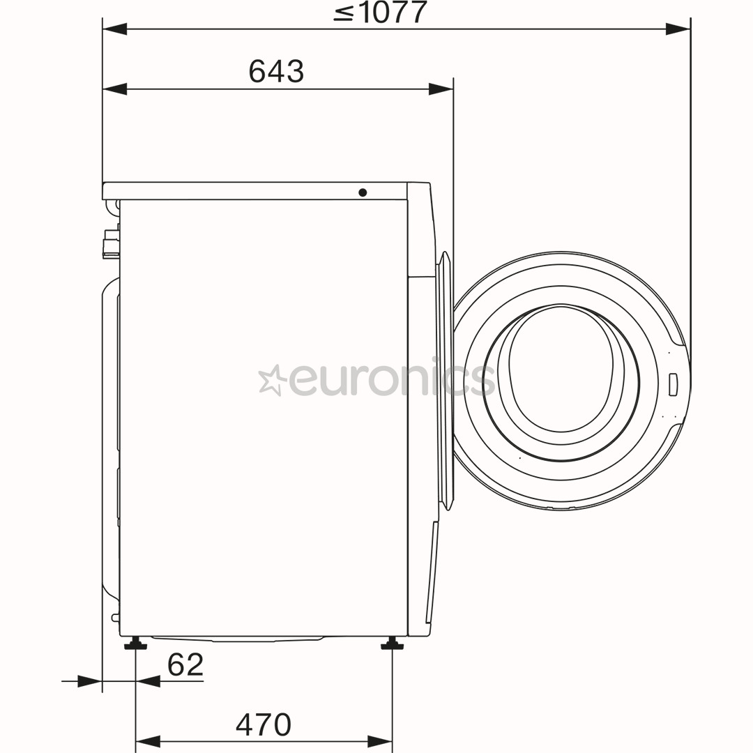 Miele W1 PowerWash & TwinDos & Steam, 9 kg, depth 64.3 cm, 1400 rpm - Front load washing machine