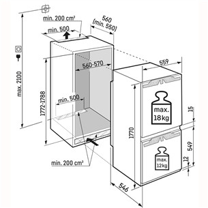 Liebherr, Prime BioFresh, 256 L, height 177 cm - Built-in refrigerator