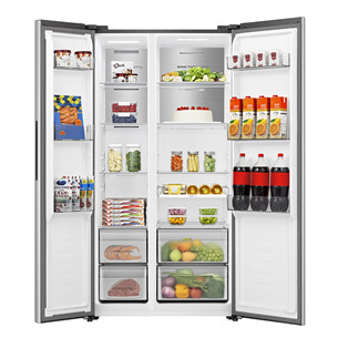 Hisense, NoFrost, 527 л, высота 179 см, серый - SBS-холодильник