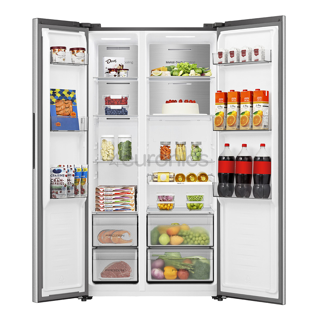 Hisense, NoFrost, 527 л, высота 179 см, серый - SBS-холодильник