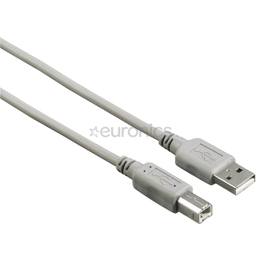 Hama USB 2.0 Cable, USB-A - USB-B, 1.5 m, pelēka - Vads