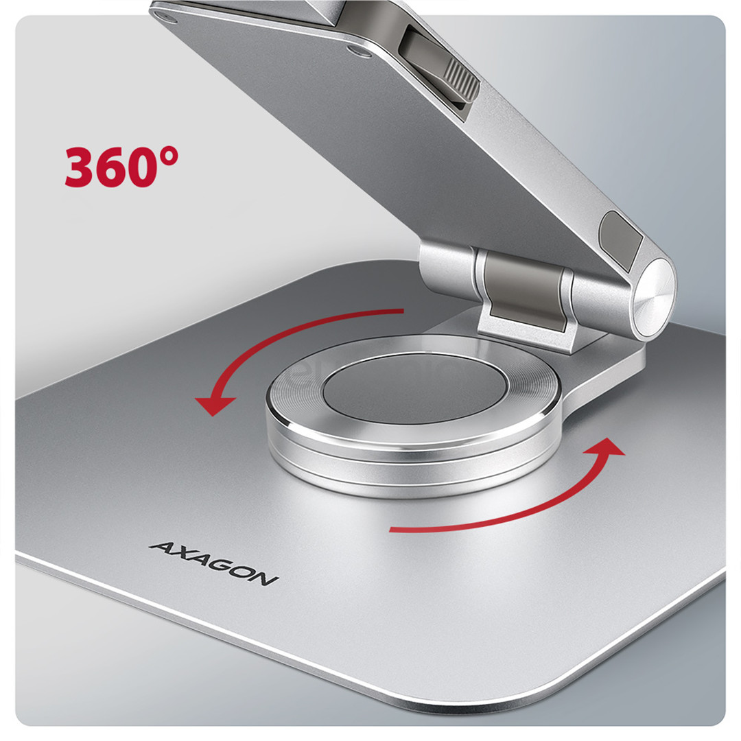 Axagon STND-LR, 10''-16'', 360°, alumīnija - Portatīvā datora statīvs