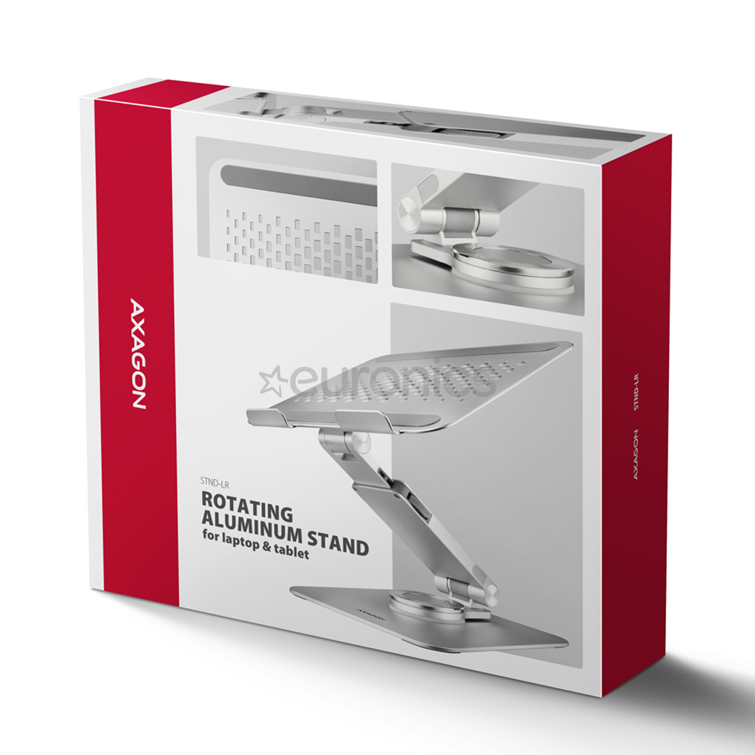 Axagon STND-LR, 10''-16'', 360°, alumīnija - Portatīvā datora statīvs
