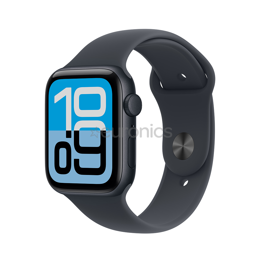 Apple Watch SE 3, 44 мм, GPS, sport band, S/M, черный алюминий / черный - Смарт-часы
