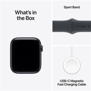 Apple Watch SE 3, 44 mm, GPS, sport band, S/M, melna alumīnija / melna - Viedpulkstenis