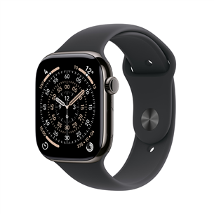 Apple Watch 11, 42 mm, GPS + Cellular, M/L, titāna, melna - Viedpulkstenis MF8T4ET/A