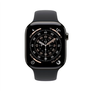 Apple Watch 11, 42 mm, GPS + Cellular, M/L, titāna, melna - Viedpulkstenis