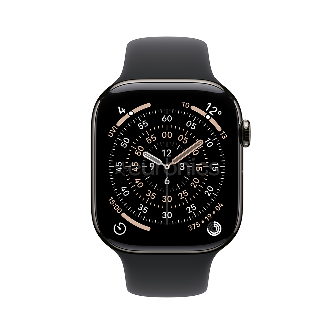 Apple Watch 11, 42 mm, GPS + Cellular, M/L, titāna, melna - Viedpulkstenis
