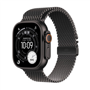 Apple Watch Ultra 3, 49 mm, Titanium Milanese Loop, Large, melna titāna / melna - Viedpulkstenis MF1T4ET/A