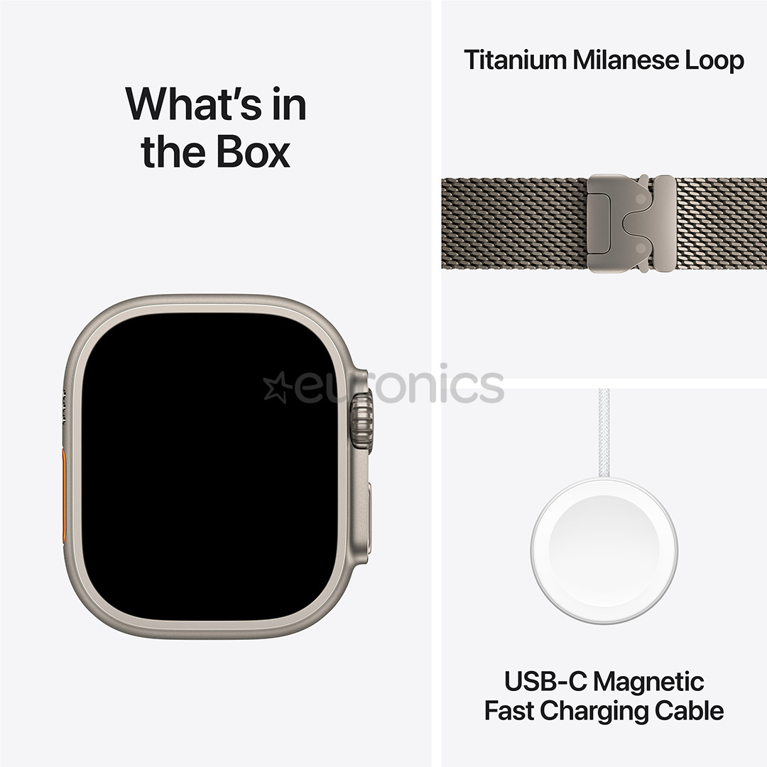 Apple Watch Ultra 3, 49 mm, Titanium Milanese Loop, Medium, nerūsējošā tērauda - Viedpulkstenis