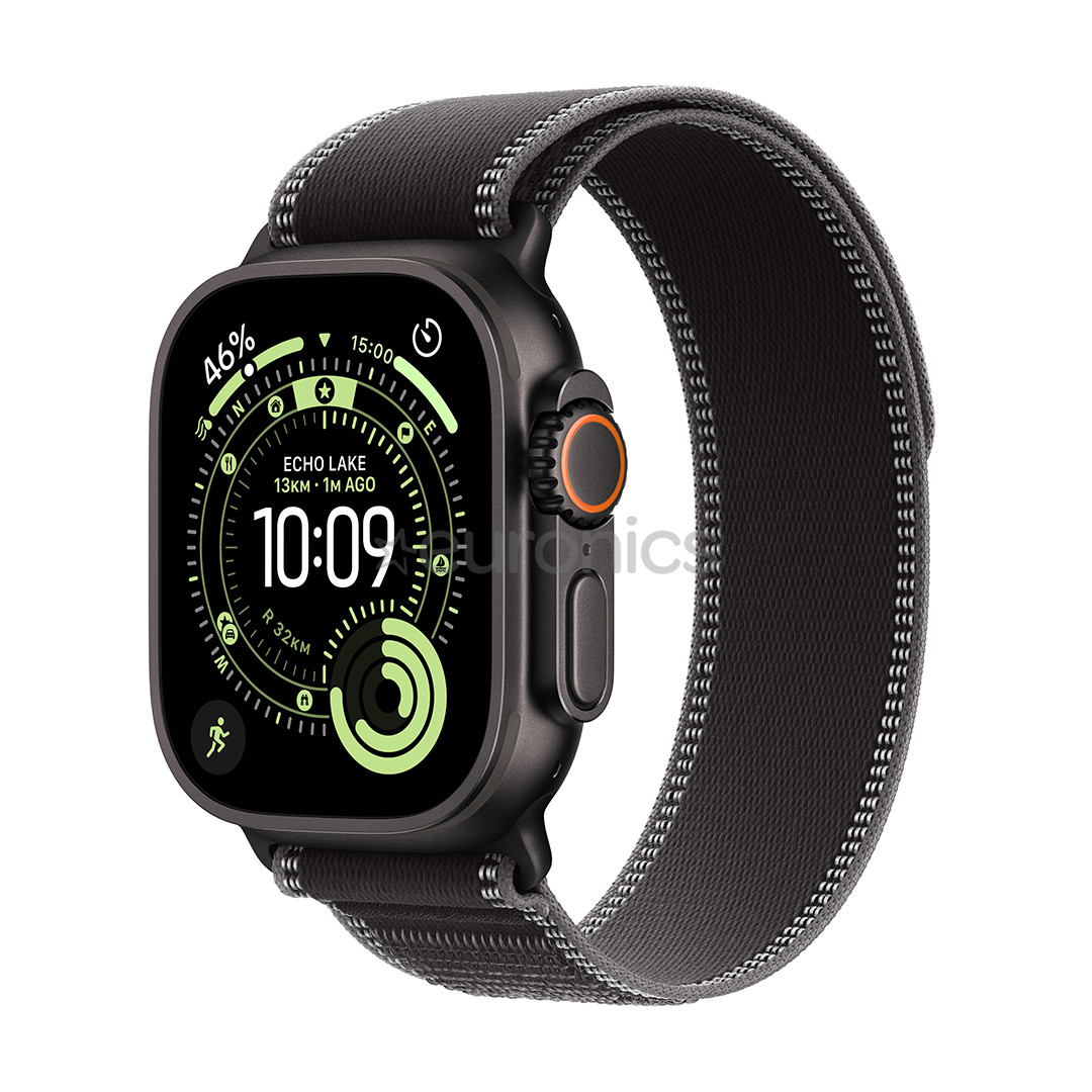 Apple Watch Ultra 3, 49 mm, Trail Loop, S/M, melna titāna / melna - Viedpulkstenis
