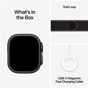Apple Watch Ultra 3, 49 mm, Trail Loop, S/M, melna titāna / melna - Viedpulkstenis