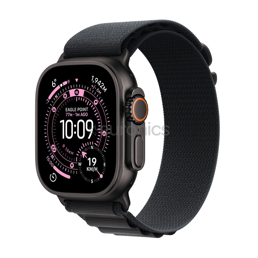 Apple Watch Ultra 3, 49 mm, Alpine Loop, Medium, melna titāna / melna - Viedpulkstenis