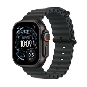 Apple Watch Ultra 3, 49 mm, Ocean Band, melna titāna / melna - Viedpulkstenis MF0J4ET/A