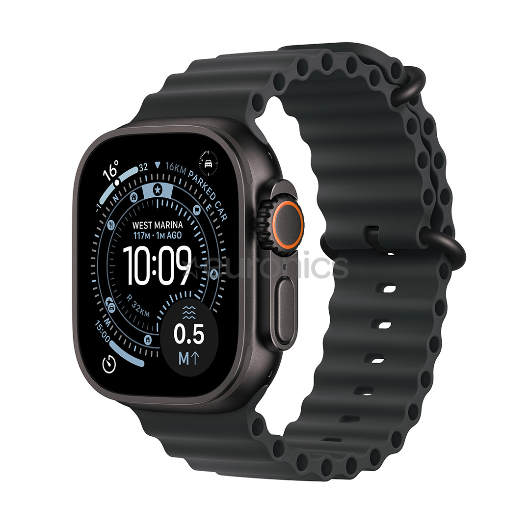 Apple Watch Ultra 3, 49 mm, Ocean Band, melna titāna / melna - Viedpulkstenis