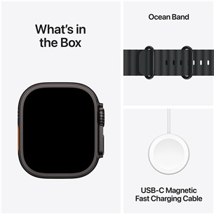 Apple Watch Ultra 3, 49 mm, Ocean Band, melna titāna / melna - Viedpulkstenis