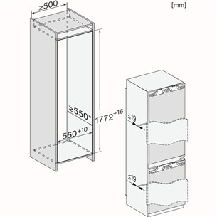 Miele, NoFrost, 253 л, высота 177 см - Интегрируемый холодильник