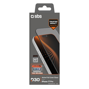 SBS D3O Screen Protector with Applicator, iPhone 17 Pro, черный - Защита для экрана