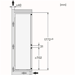 Miele, NoFrost, 260 L, height 178 cm - Built-in refrigerator