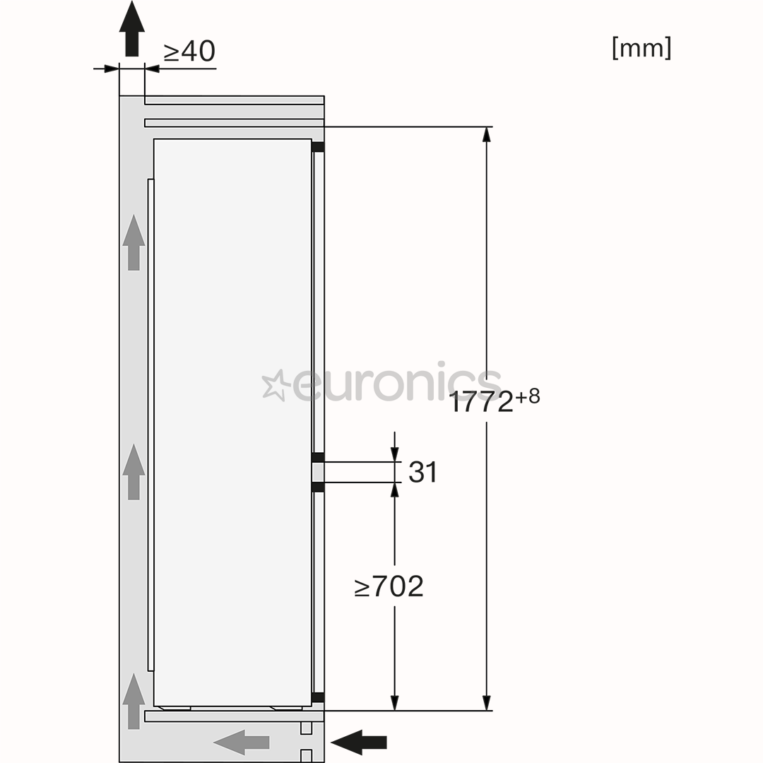 Miele, NoFrost, 260 L, augstums 178 cm - Iebūvējams ledusskapis