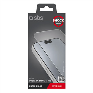 SBS Glass Screen Protector, iPhone 17/17 Pro/16 Pro, caurspīdīga - Ekrāna aizsargs viedtālrunim
