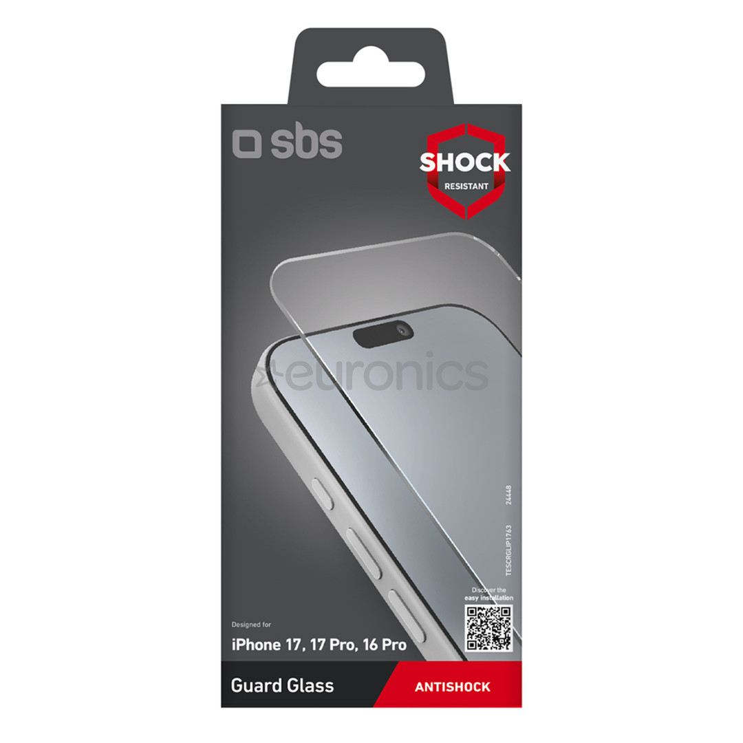 SBS Glass Screen Protector, iPhone 17/17 Pro/16 Pro, caurspīdīga - Ekrāna aizsargs viedtālrunim