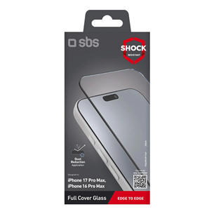 SBS Full Cover Glass Screen Protector, iPhone 17 Pro Max/16 Pro Max, melna - Ekrāna aizsargs viedtālrunim