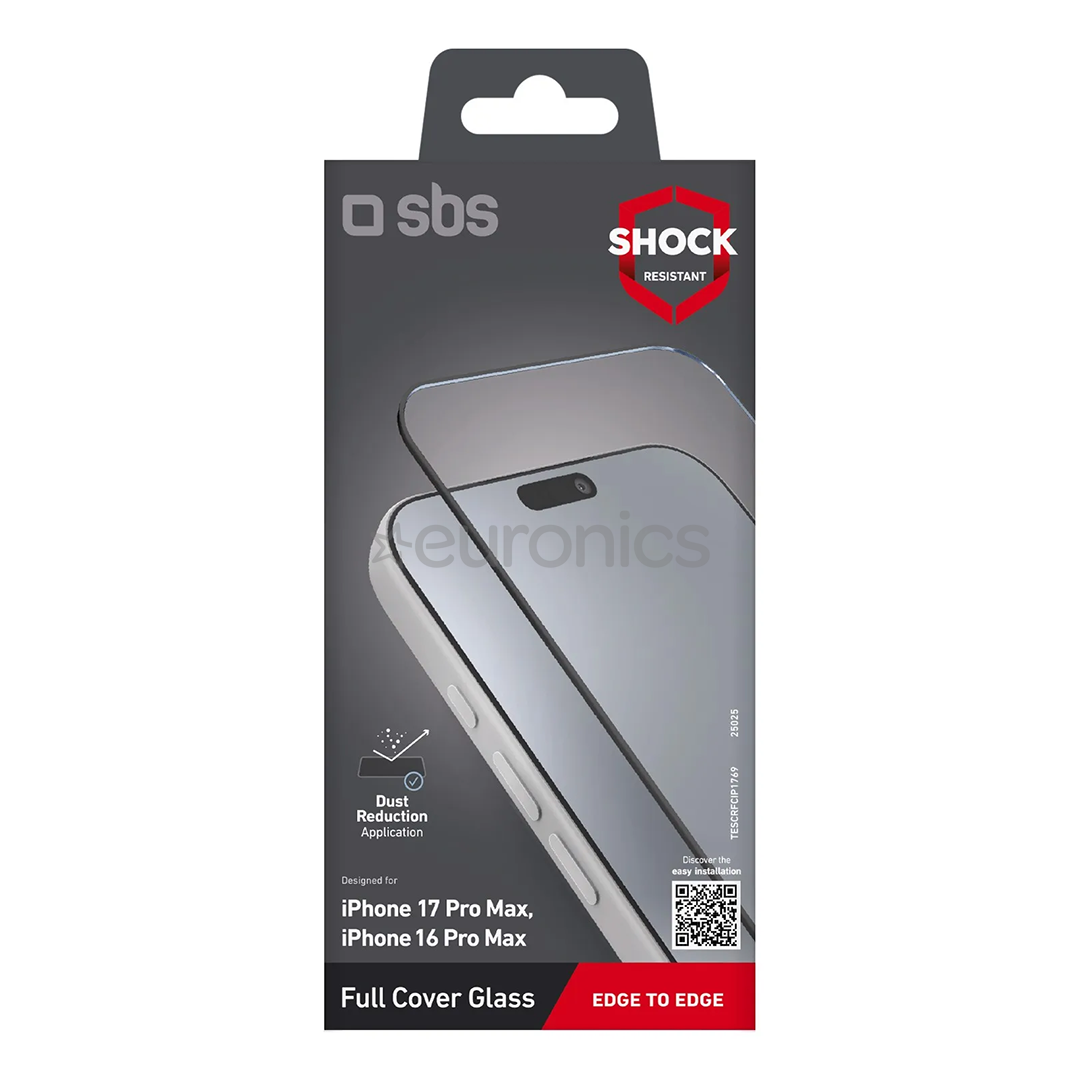 SBS Full Cover Glass Screen Protector, iPhone 17 Pro Max/16 Pro Max, черный - Защита для экрана