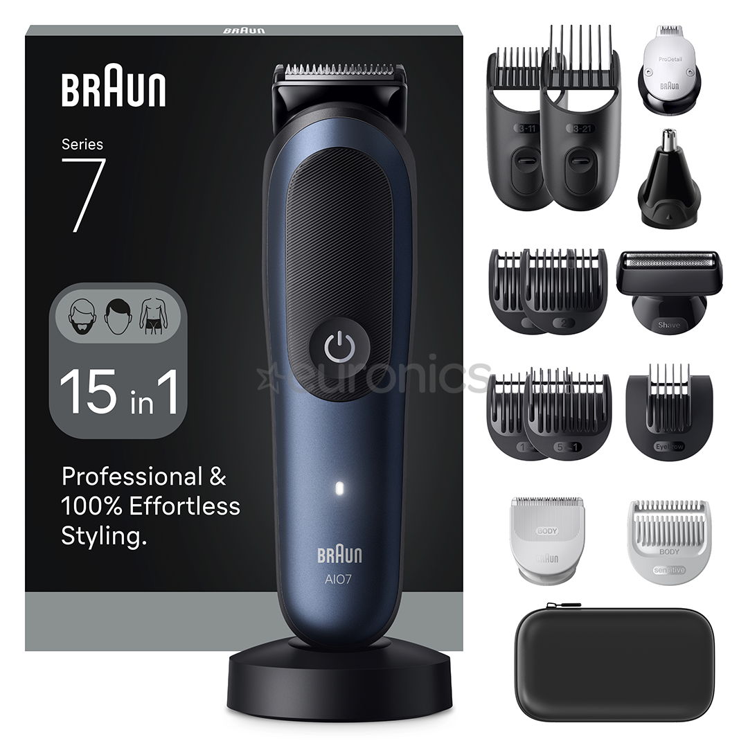 Braun  All-in-One, Series 7, 15-in-1, tumši zila - Trimmeru komplekts