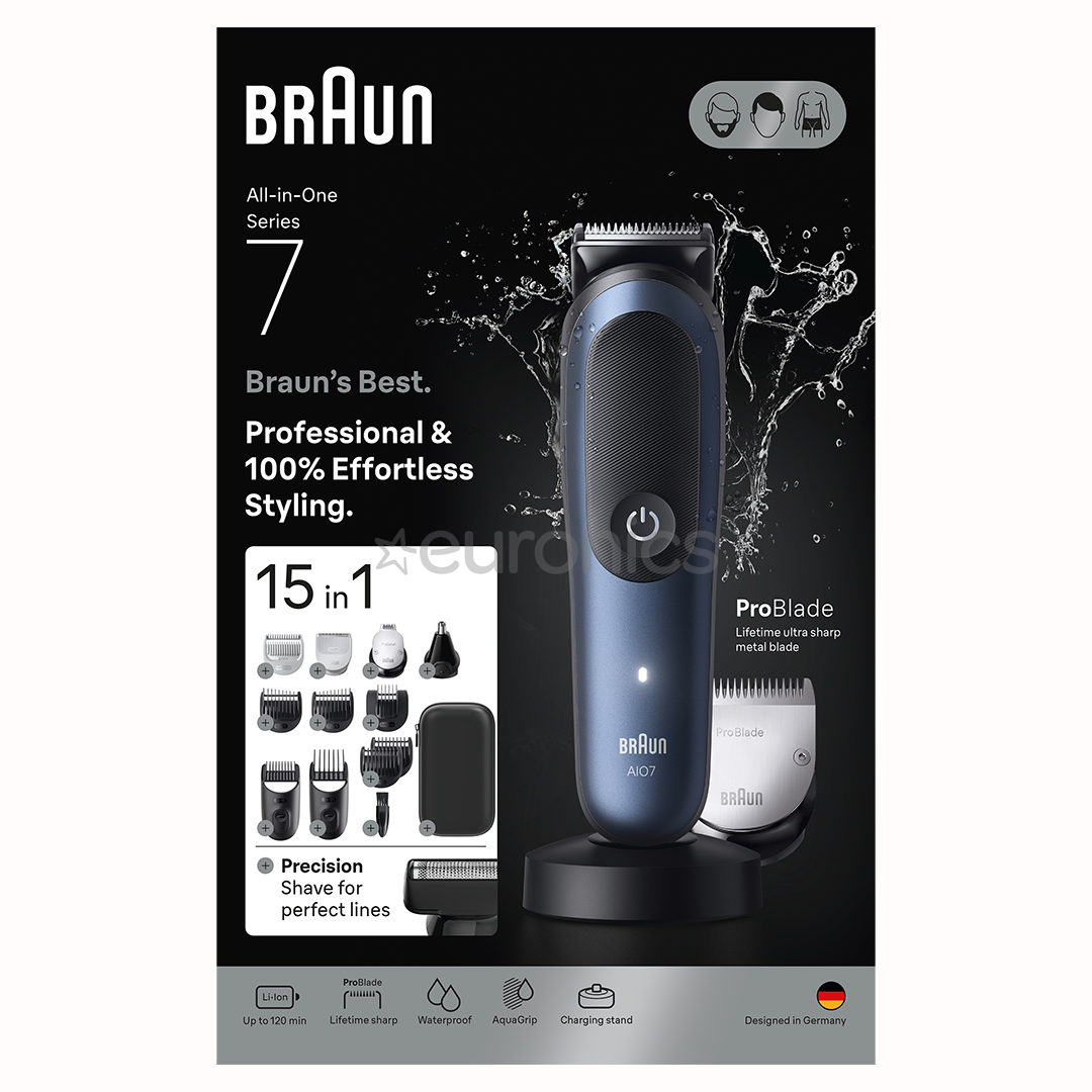 Braun  All-in-One, Series 7, 15-in-1, tumši zila - Trimmeru komplekts