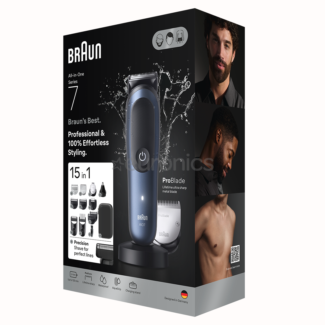 Braun  All-in-One, Series 7, 15-in-1, tumši zila - Trimmeru komplekts