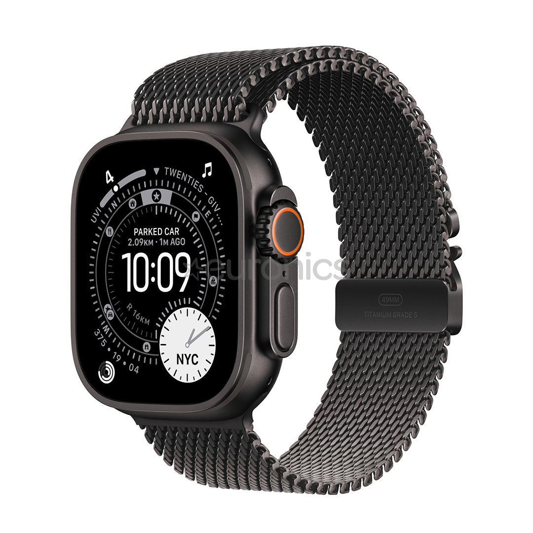 Apple Titanium Milanese Loop, 49 mm, S, melna - Siksniņa pulkstenim