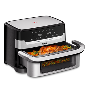 Tefal Dual Easy Fry Flex, 2700 Вт, 9 л, нерж. сталь/черный - Аэрогриль