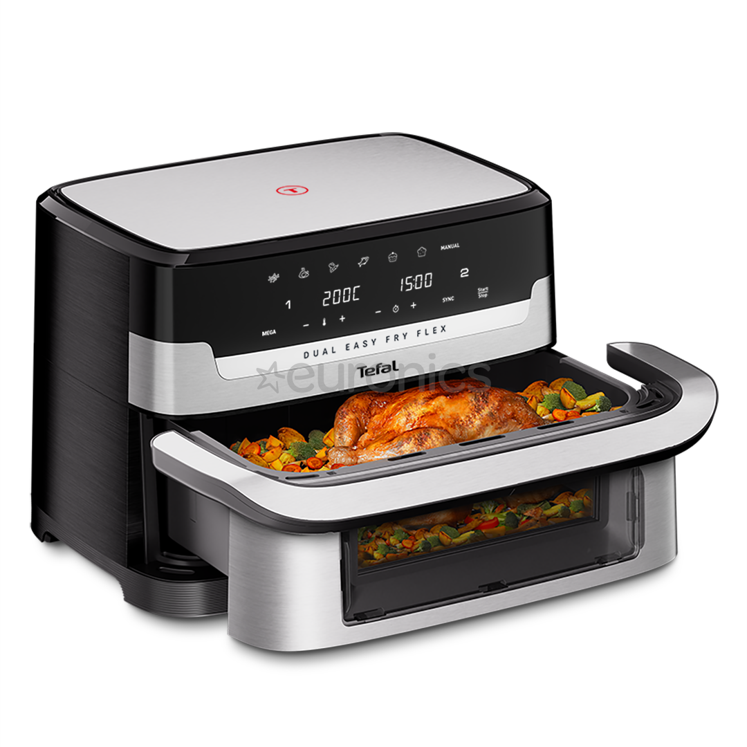 Tefal Dual Easy Fry Flex, 2700 Вт, 9 л, нерж. сталь/черный - Аэрогриль
