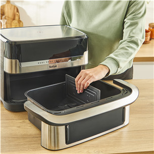 Tefal Dual Easy Fry Flex, 2700 W, 9 L, nerūsējošā tērauda/melna - Karstā gaisa friteris