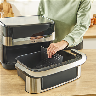 Tefal Dual Easy Fry Flex, 2700 Вт, 9 л, нерж. сталь/черный - Аэрогриль