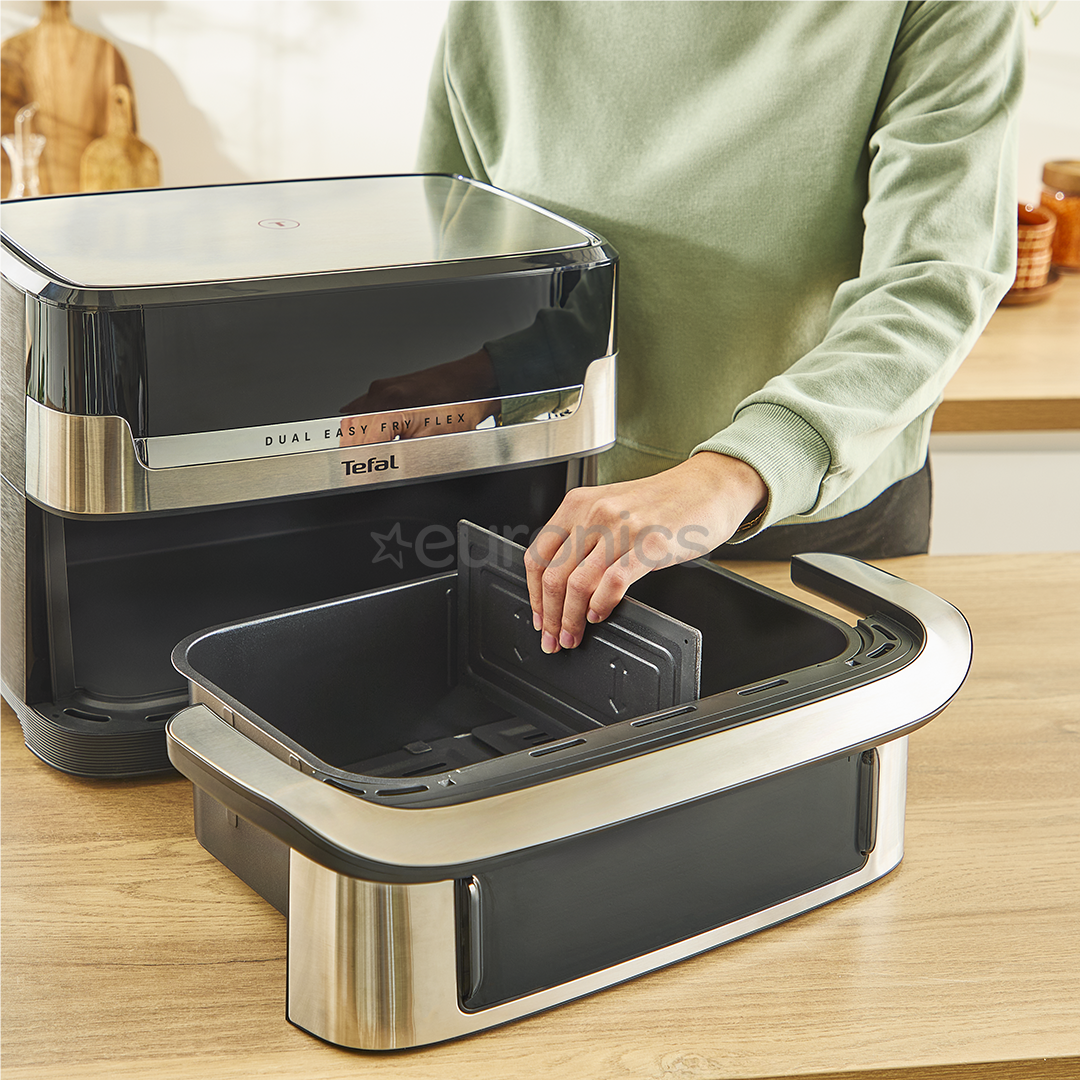 Tefal Dual Easy Fry Flex, 2700 Вт, 9 л, нерж. сталь/черный - Аэрогриль
