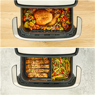 Tefal Dual Easy Fry Flex, 2700 W, 9 L, nerūsējošā tērauda/melna - Karstā gaisa friteris