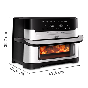 Tefal Dual Easy Fry Flex, 2700 Вт, 9 л, нерж. сталь/черный - Аэрогриль