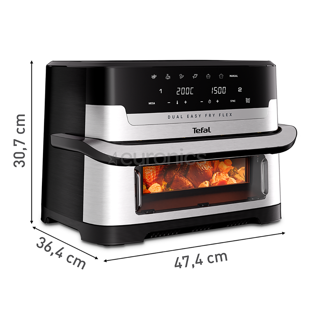 Tefal Dual Easy Fry Flex, 2700 Вт, 9 л, нерж. сталь/черный - Аэрогриль
