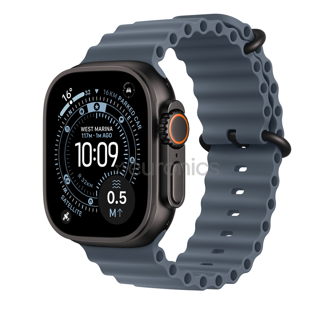 Apple Ocean Band, 49 mm, melna titāna, zila - Siksniņa pulkstenim