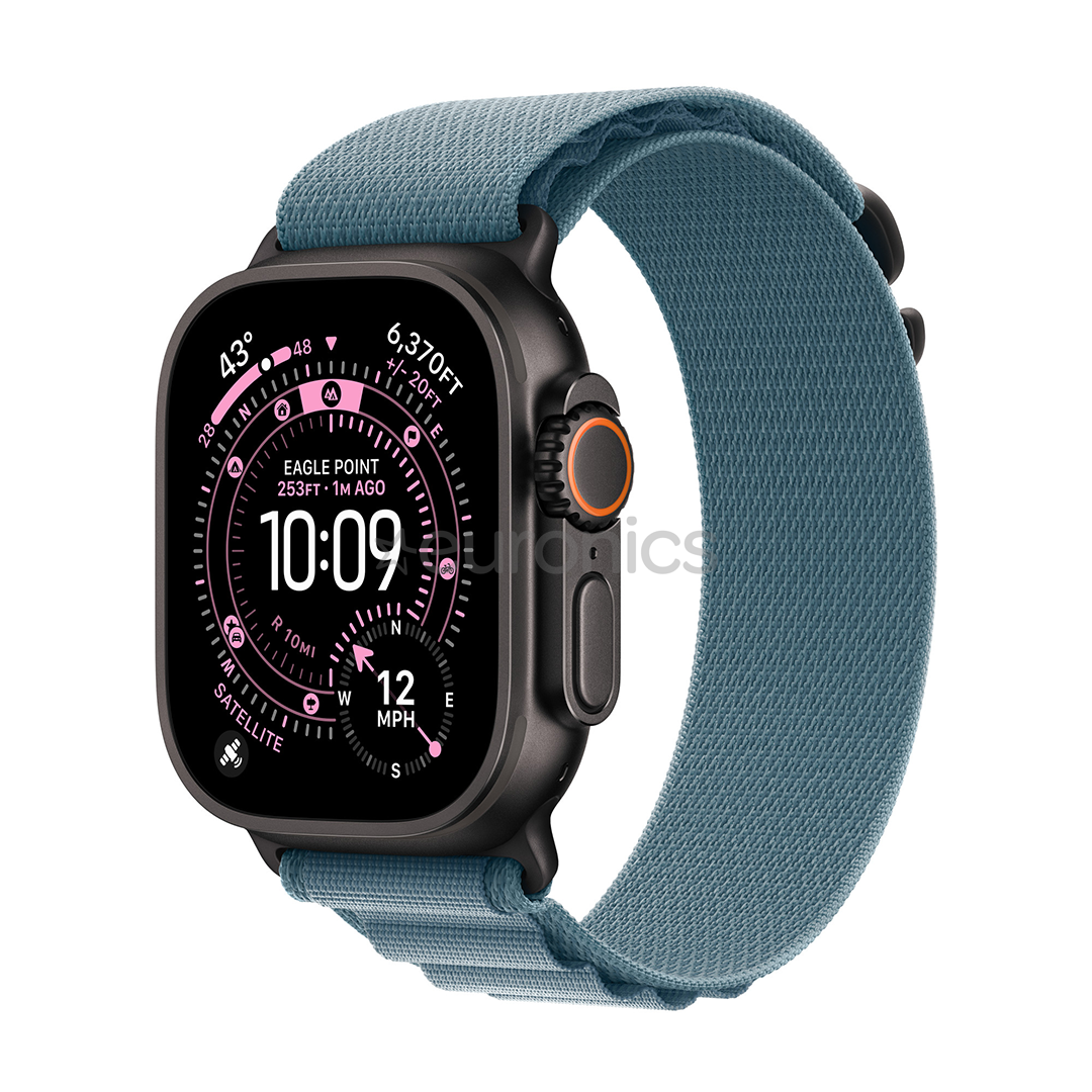 Apple Alpine Loop, 49 mm, M, melna titāna, gaiši zila - Siksniņa pulkstenim