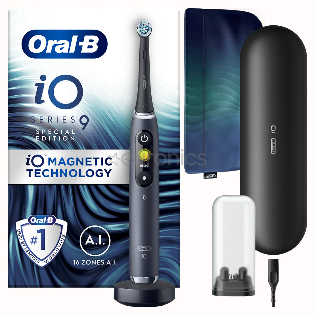 Braun Oral-B iO9 Black Special Edition, melna - Elektriskā zobu birste