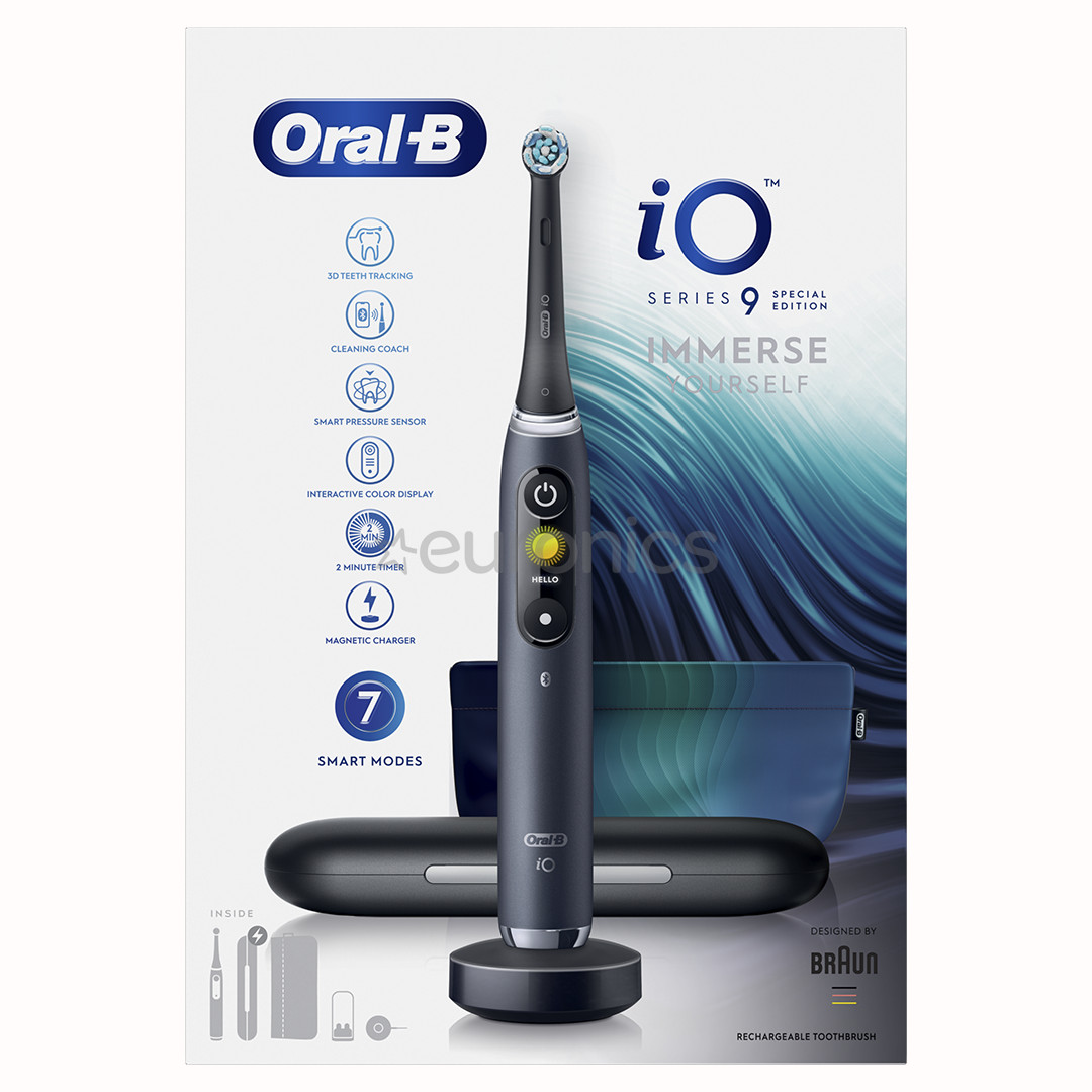 Braun Oral-B iO9 Black Special Edition, melna - Elektriskā zobu birste