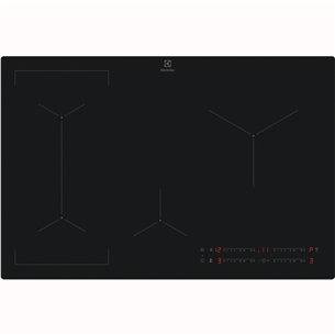 Electrolux 600 SaphirMatt SE® Bridge Hob2Hood, platums 80 cm, melna - Iebūvējama indukcijas plīts virsma EIV83443CT